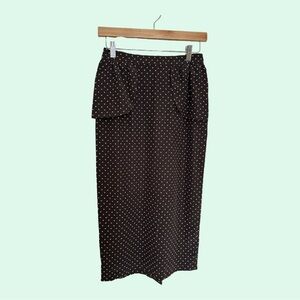 Steven Alan Black Silk White Floral Peplum Detail Silk Midi Skirt sz 2